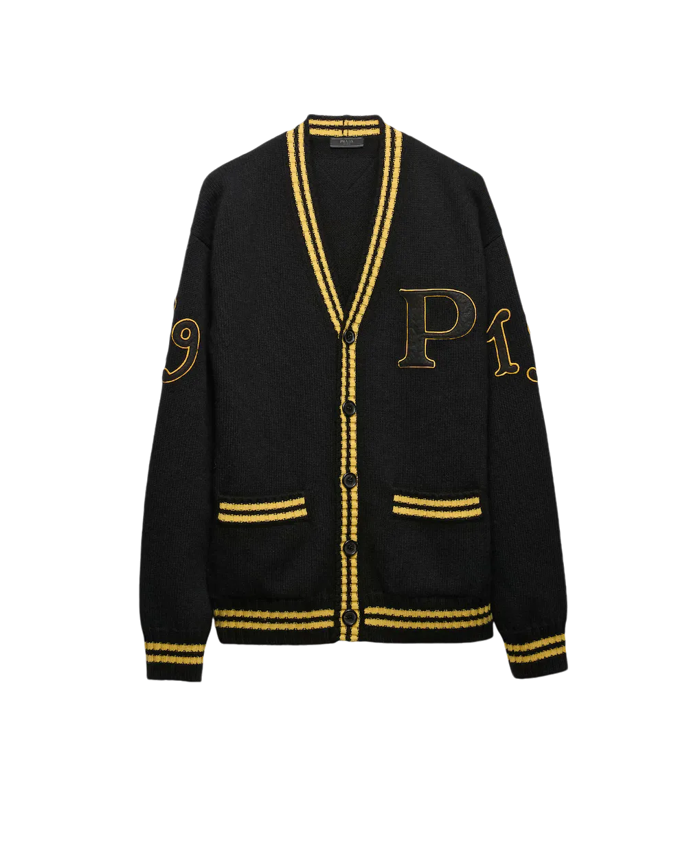 Wool and Cashmere Cardigan with Patches Black